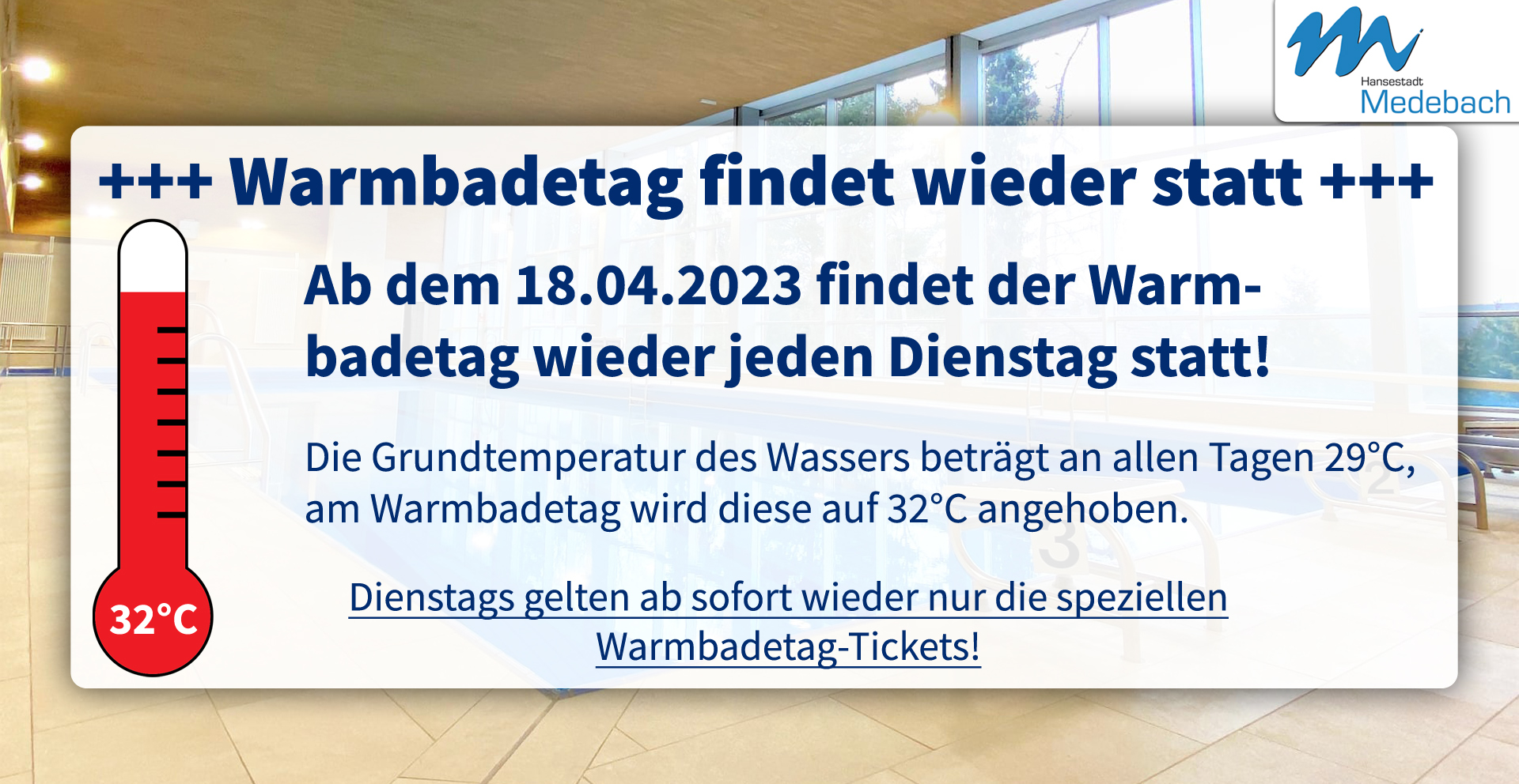 Warmbadetag findet ab dem 18. April 2023 wieder statt